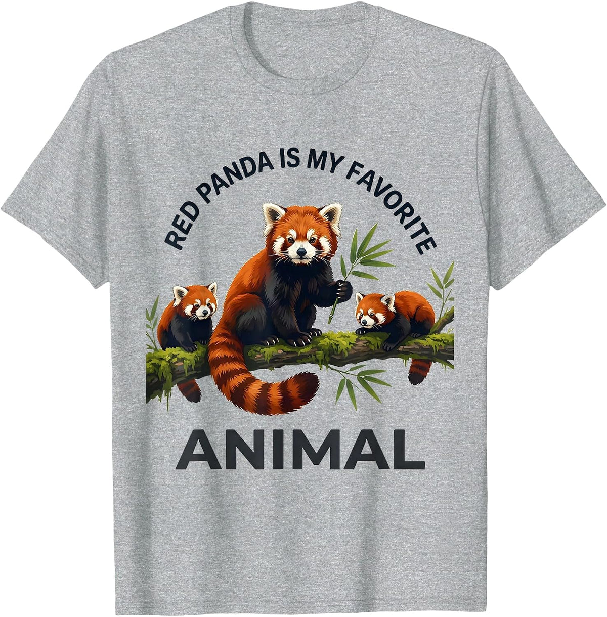 Men's Red Panda Is My Favorite Animal Funny Animal Lover Cute T-Shirt - Heather Grey