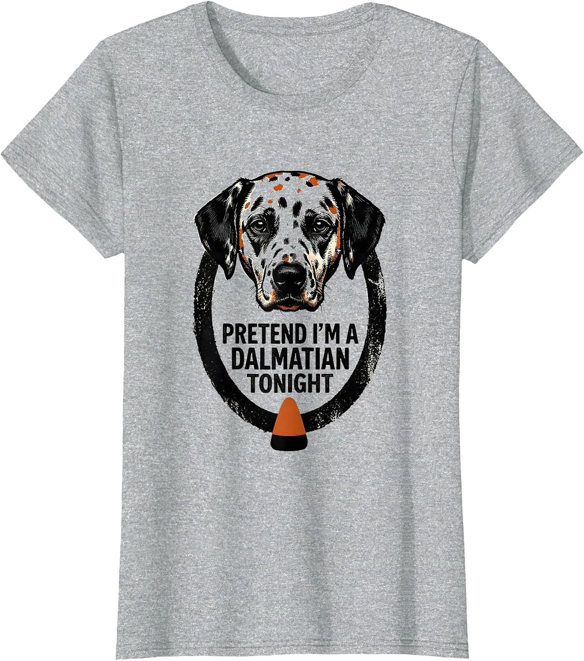Women's Pretend I'm A Dalmatian Tonight Funny Dalmatian Halloween T-Shirt - Heather Grey
