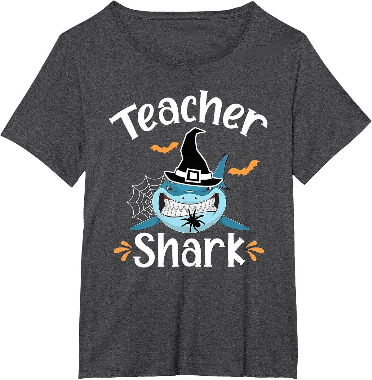 Teacher Shark Funny Halloween T-Shirt - Dark Heather Grey