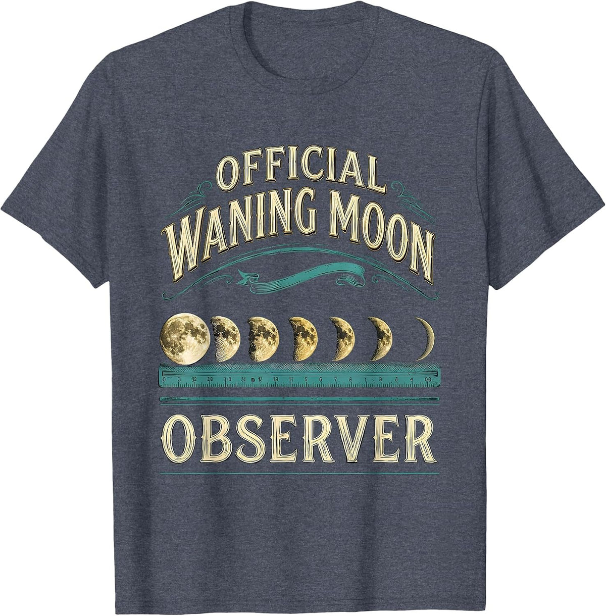 Official Waning Moon Observer Astronomy Celestial Gift T-Shirt - Heather Blue