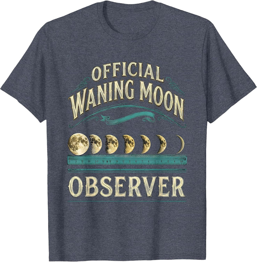 Official Waning Moon Observer Astronomy Celestial Gift T-Shirt - Heather Blue