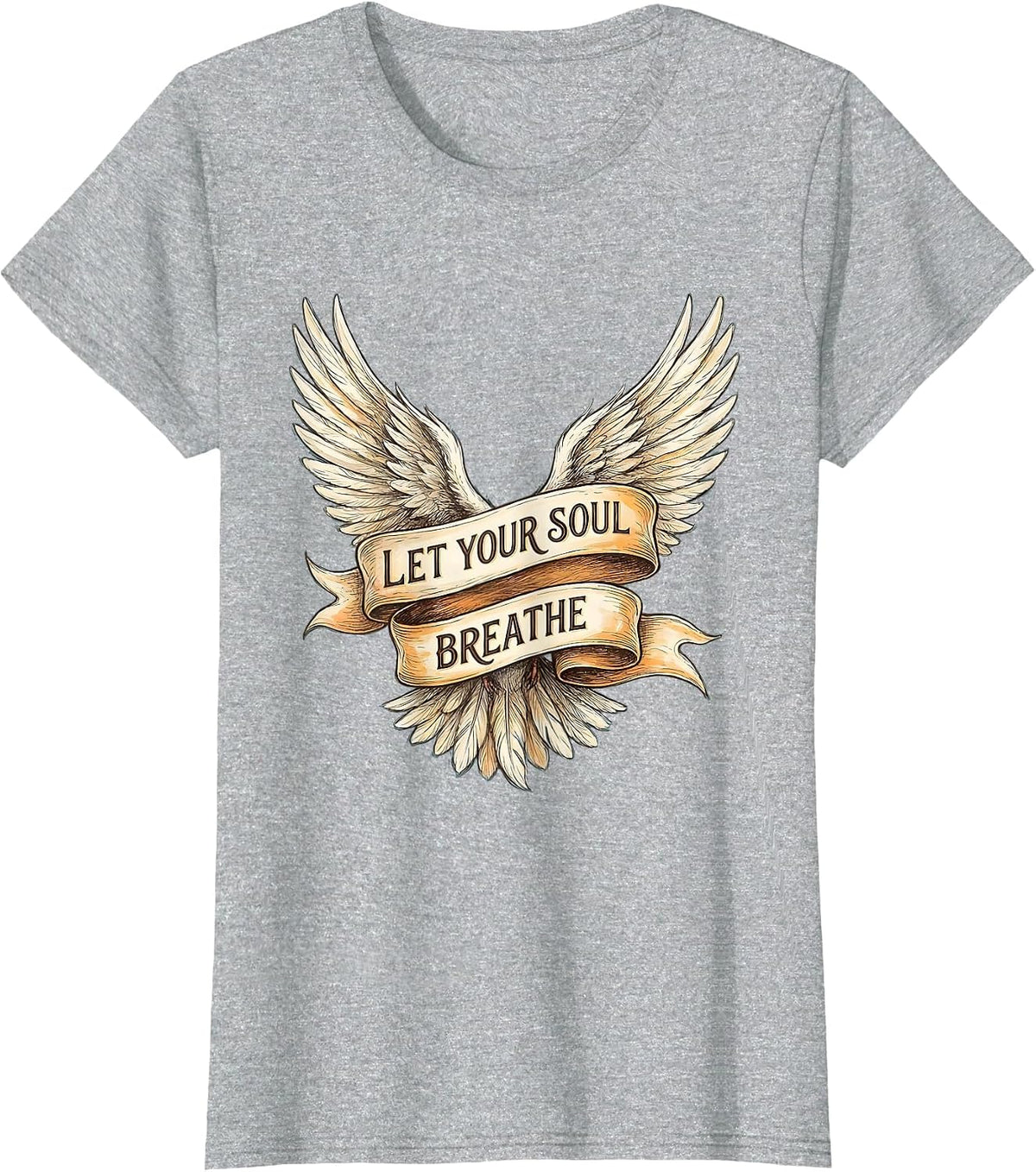 Let Your Soul Breathe Freedom Graphic Design T-Shirt - Heather Grey