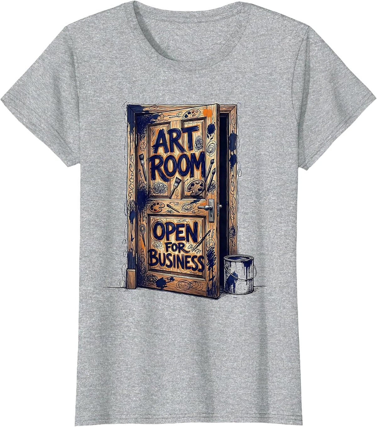 Art Room Open For Business Back to School Design T-Shirt - Heather Grey