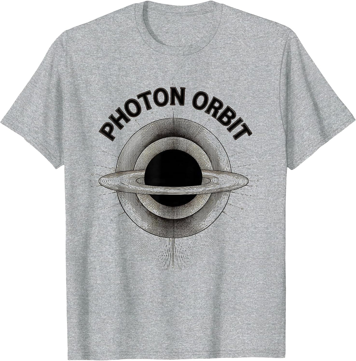 Men's Photon Orbit Crosshatch Etching Astrophysics Physics Student T-Shirt - Heather Grey