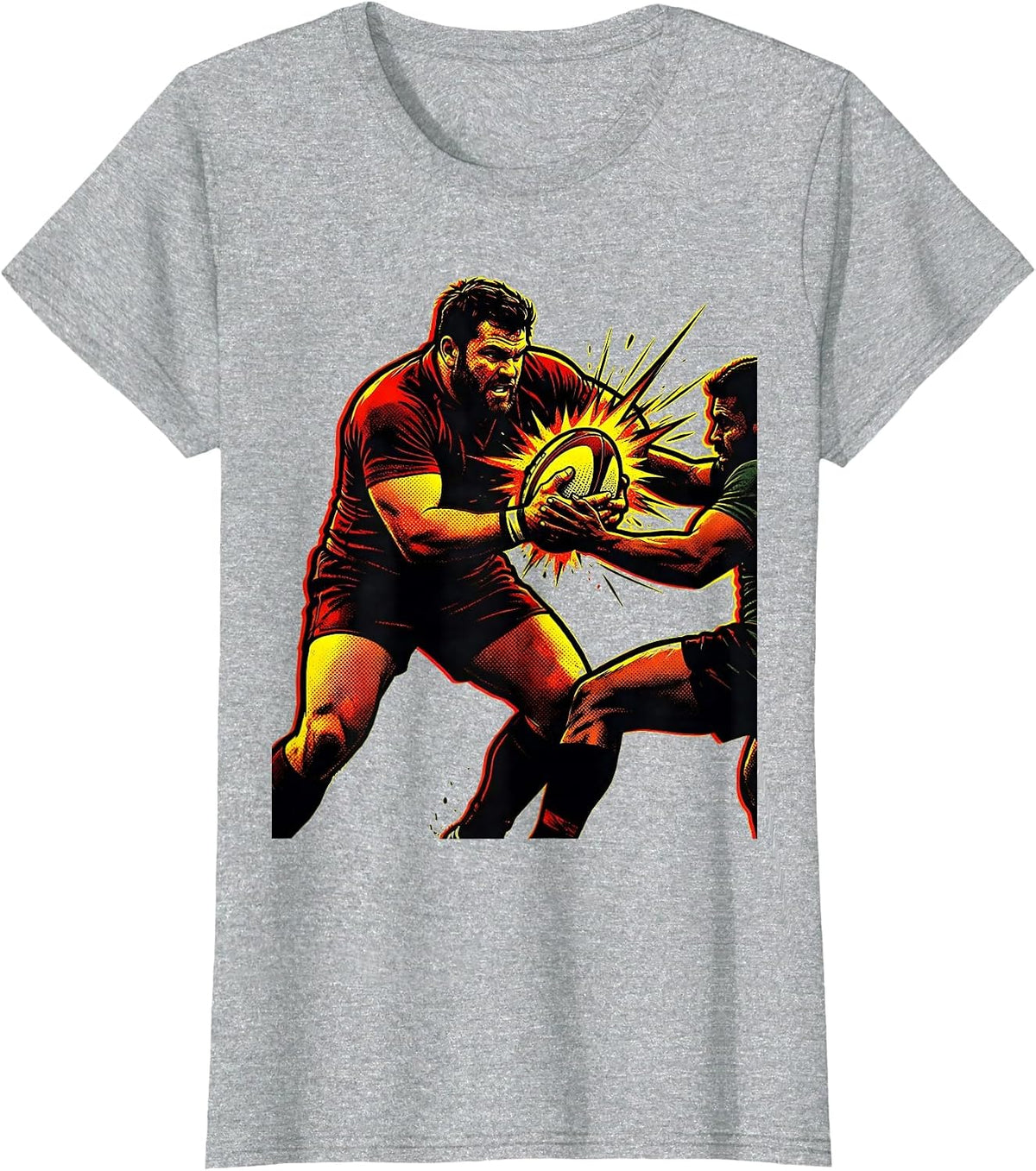 Rugby Player Ripping Ball From Tackle Graphic T-Shirt - Heather Grey