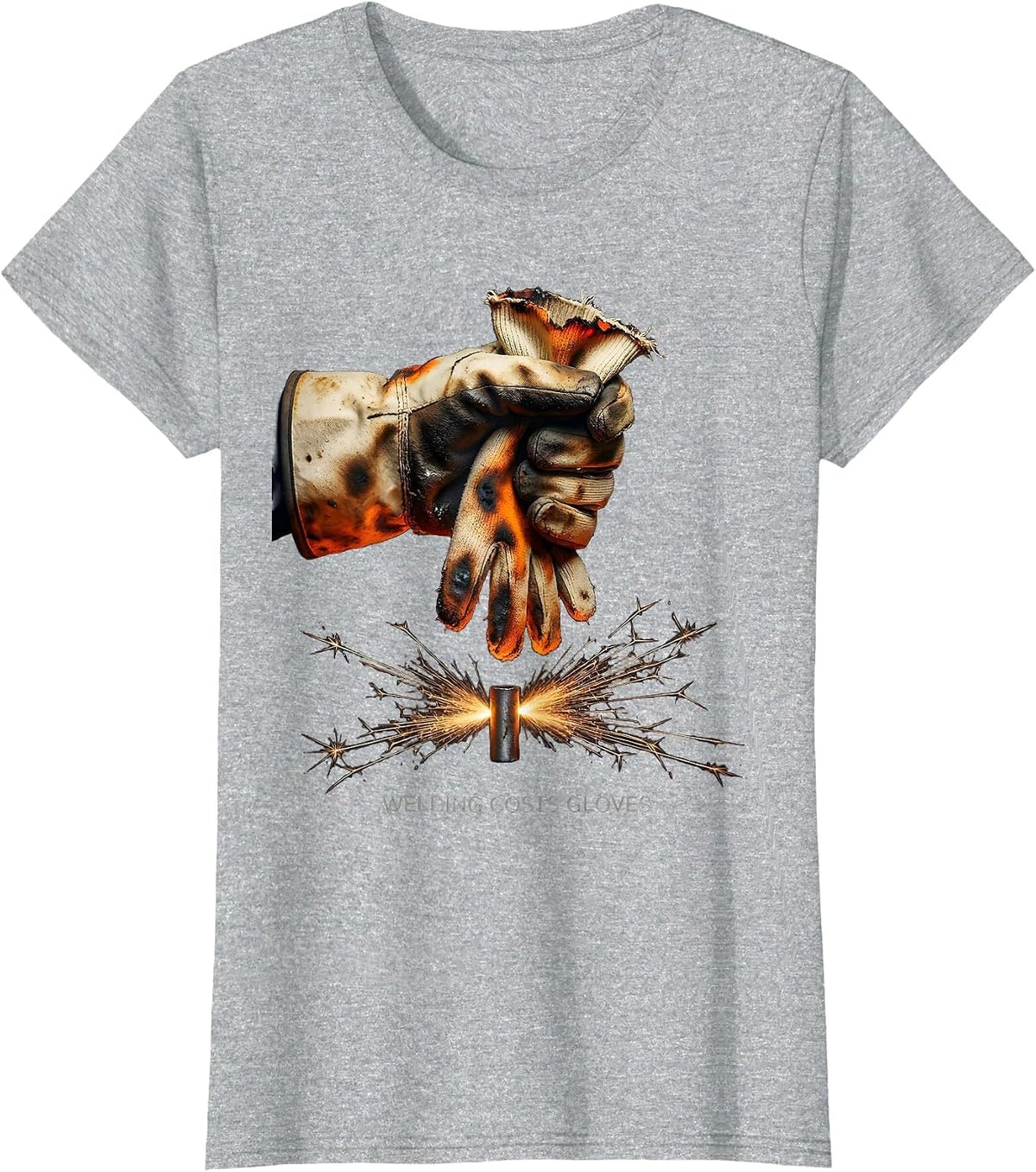 Women's Welding Costs Gloves Funny Welder Skeleton Humor Metal T-Shirt - Heather Grey