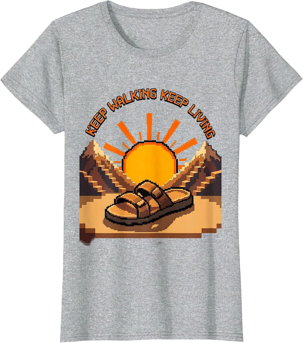 Keep Walking Keep Living Outdoor Adventure Sandal T-Shirt - Heather Grey