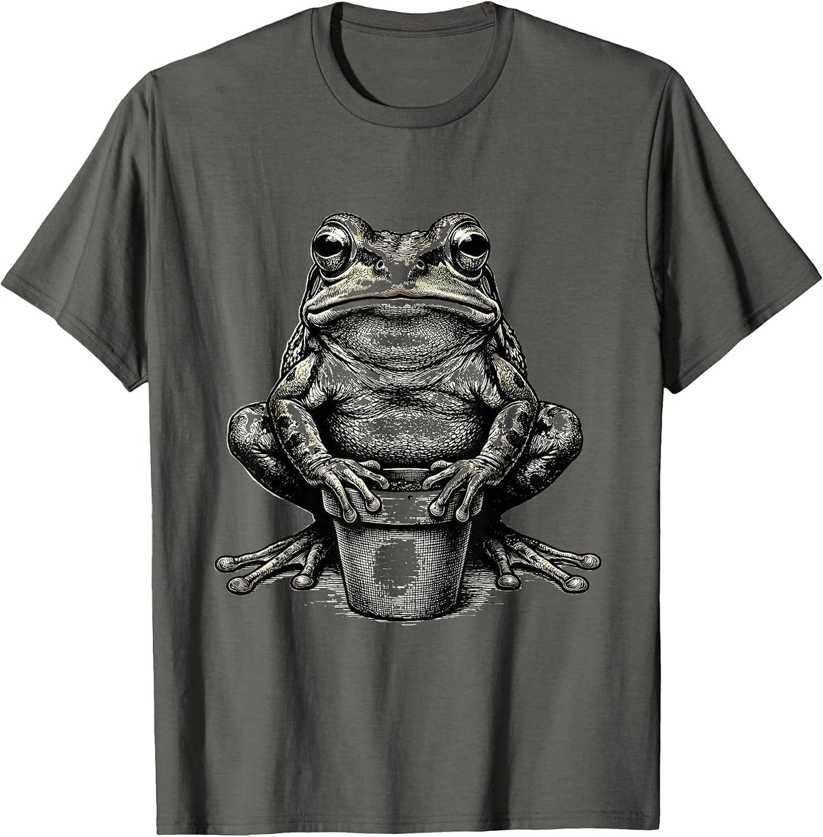 Men's Squat Frog Absurdist Humor Novelty Gift T-Shirt - Asphalt Grey
