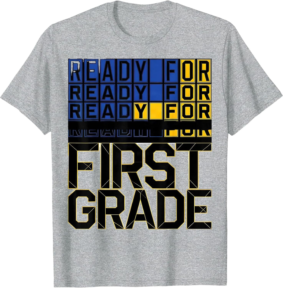 Men's Ready For First Grade Geometric Preppy First Grade Girl Back T-Shirt - Heather Grey