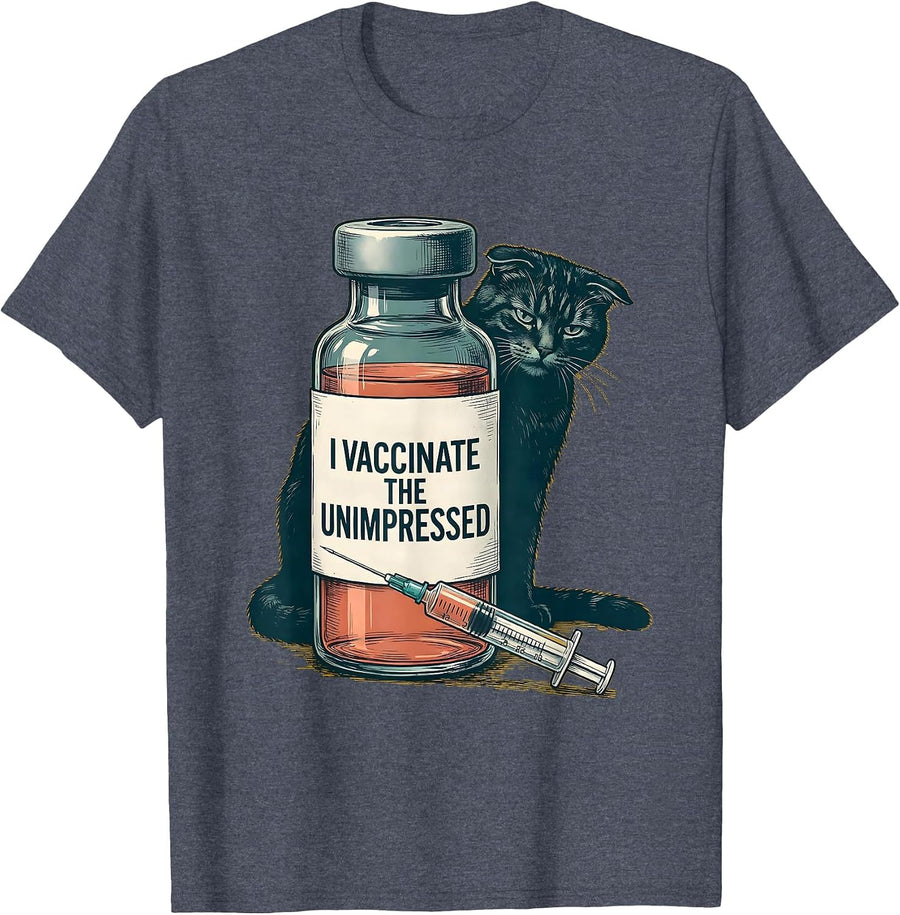 I Vaccinate The Unimpressed Funny Veterinarian Vet Tech Gift T-Shirt - Heather Blue