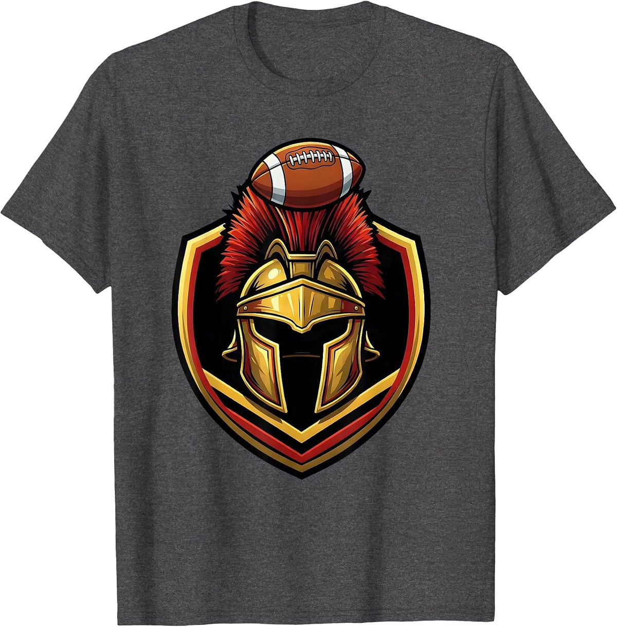 Men's Gladiator Rugby Helmet Crest Graphic T-Shirt - Dark Heather Grey