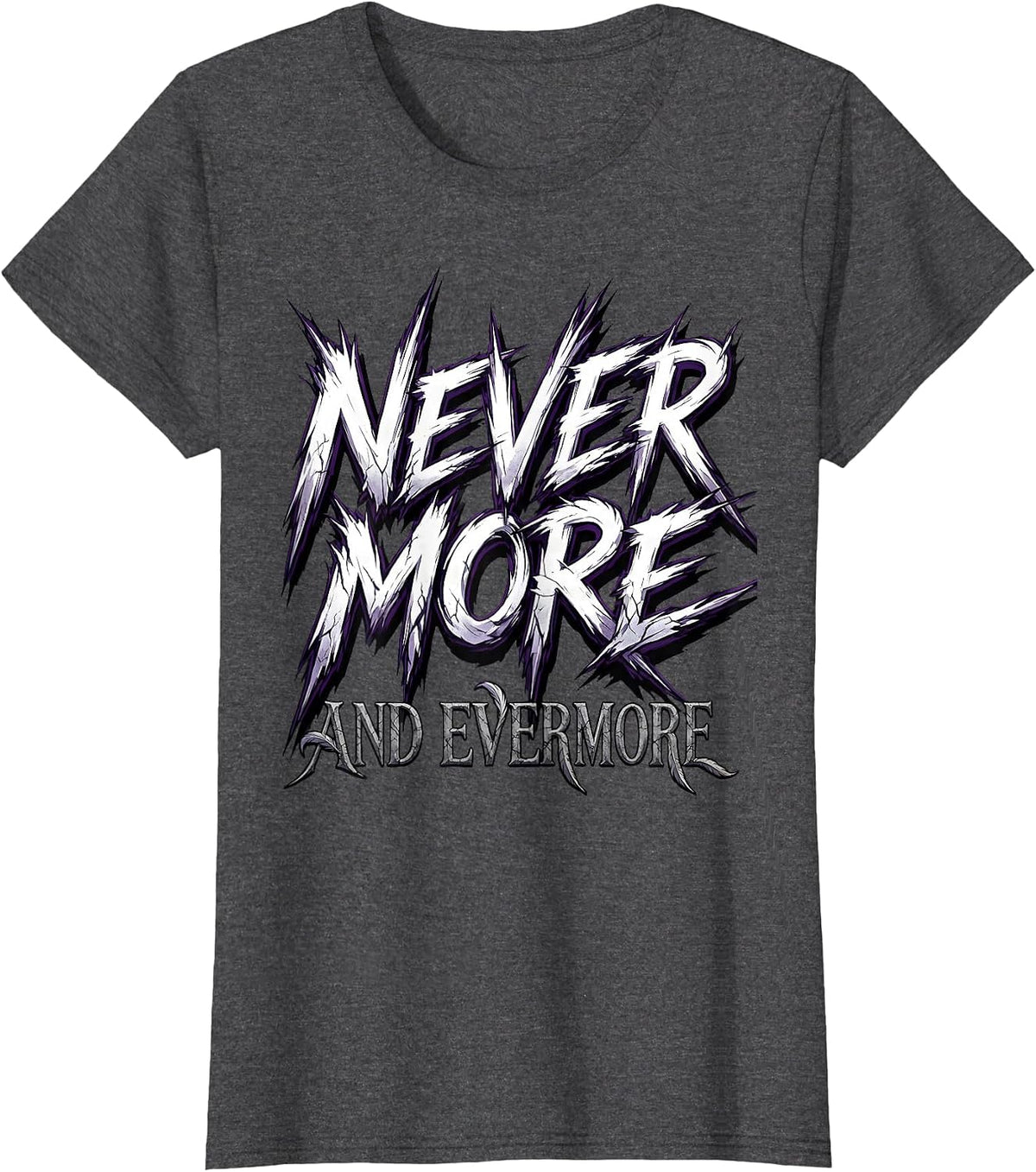 Women's Nevermore Evermore Gothic Raven Halloween Design T-Shirt - Dark Heather Grey