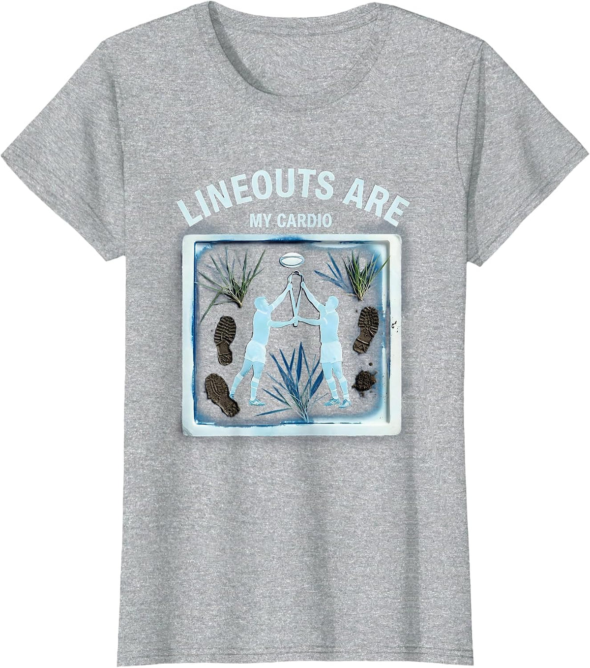 Lineouts Are My Cardio Rugby Graphic Design T-Shirt - Heather Grey