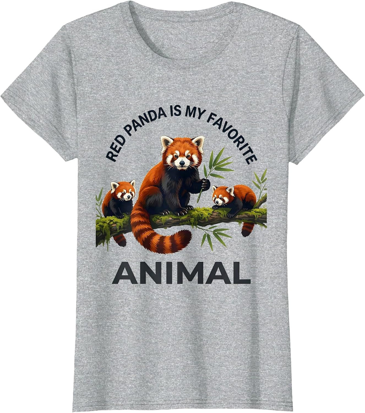 Women's Red Panda Is My Favorite Animal Funny Animal Lover Cute T-Shirt - Heather Grey