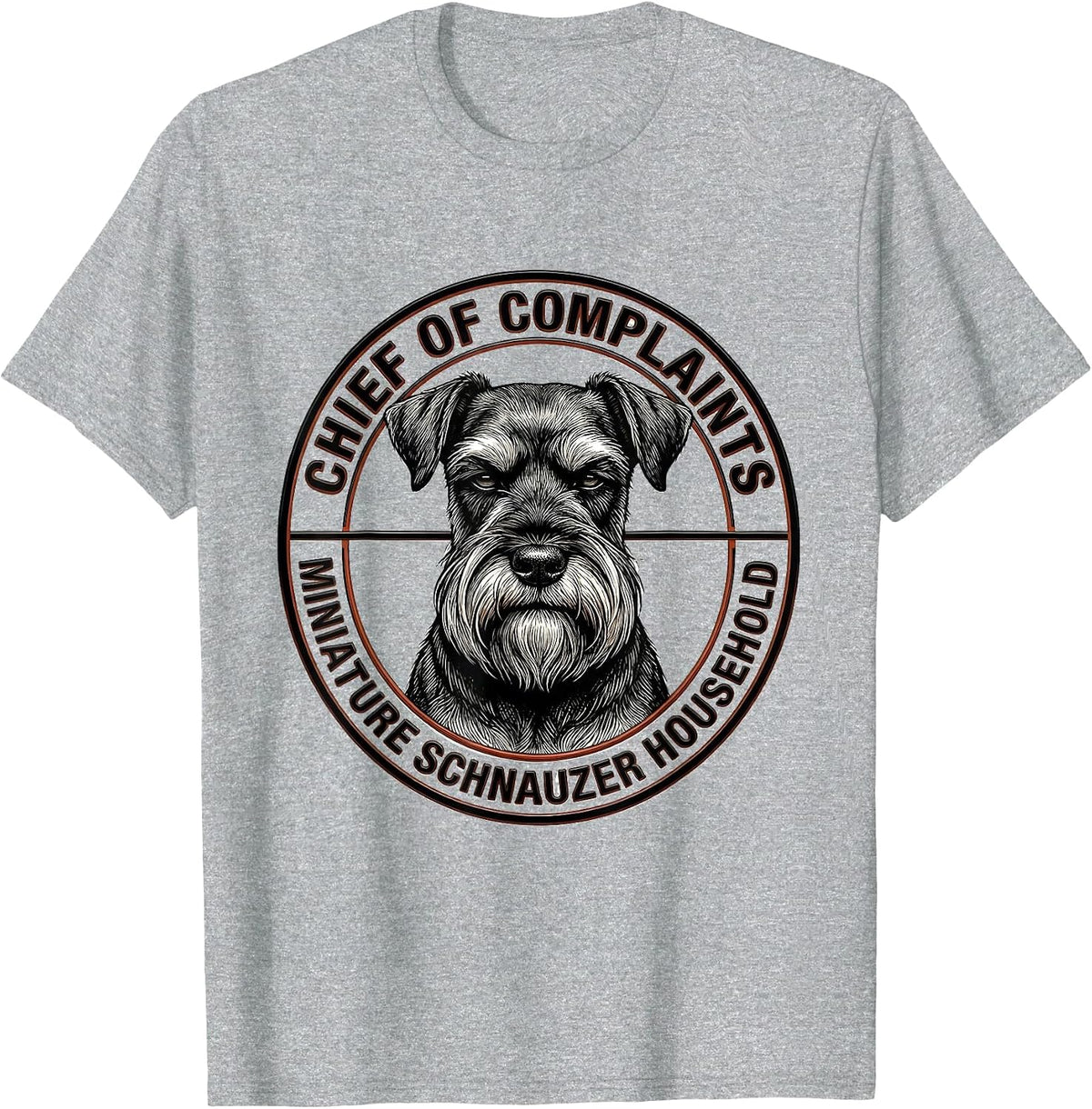 Men's Chief Of Complaints, Miniature Schnauzer Household Funny T-Shirt - Heather Grey