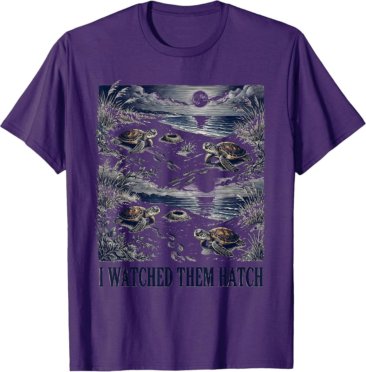 Men's I Watched Them Hatch Funny Sea Turtle Vacation Souvenir T-Shirt - Purple