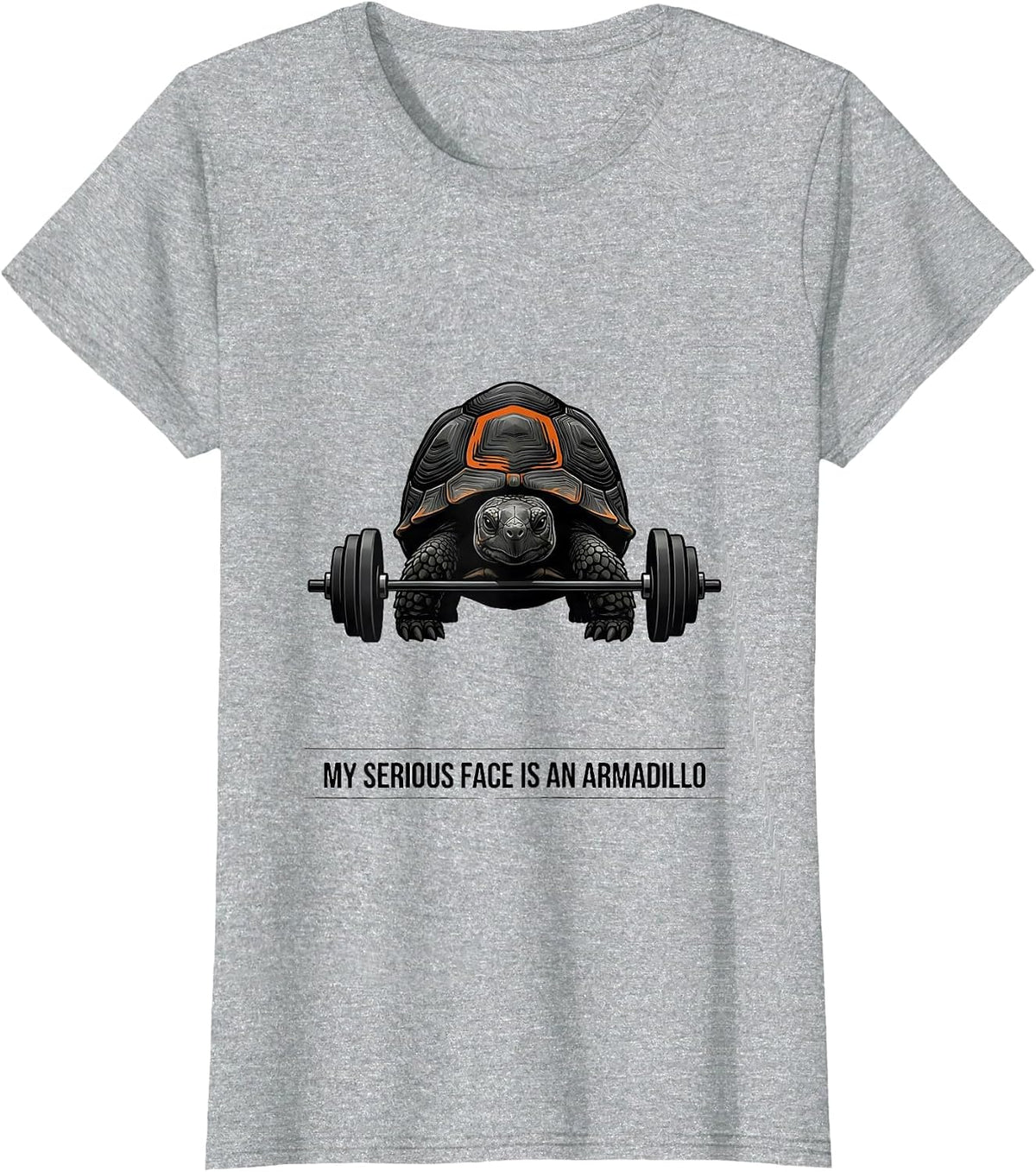 My Serious Face Is An Armadillo Funny Gym Weightlifting T-Shirt - Heather Grey