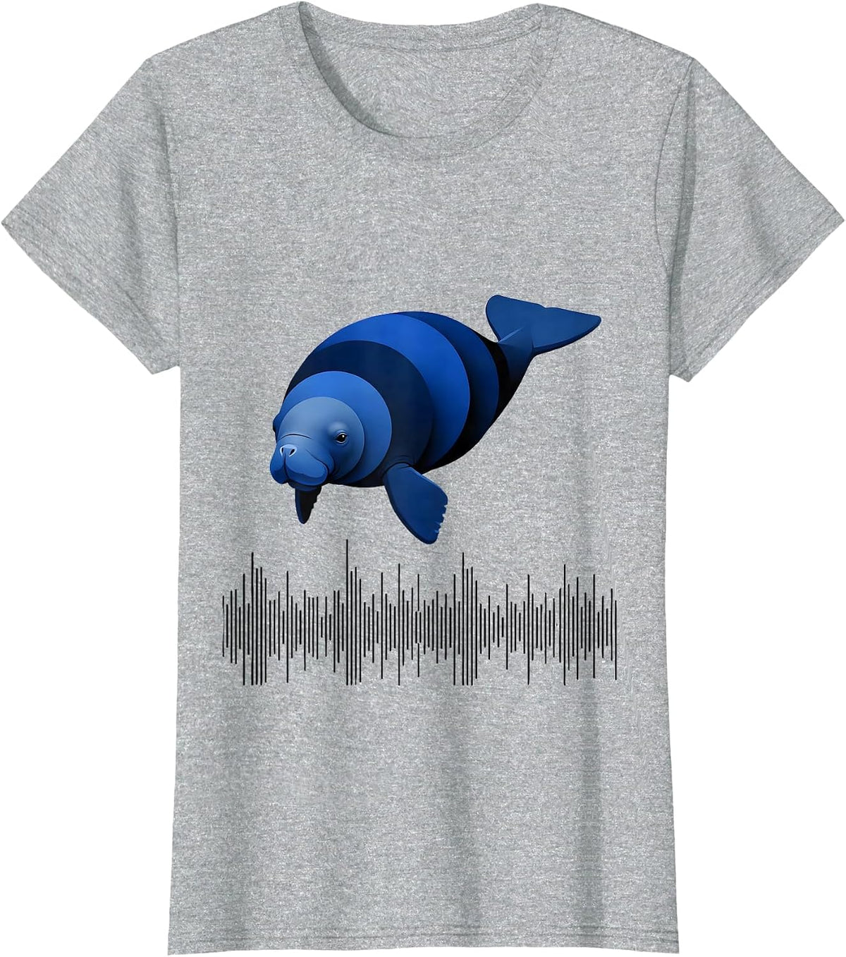 Manatee Geometric Sea Animal Lover Humor Novelty T-Shirt - Heather Grey