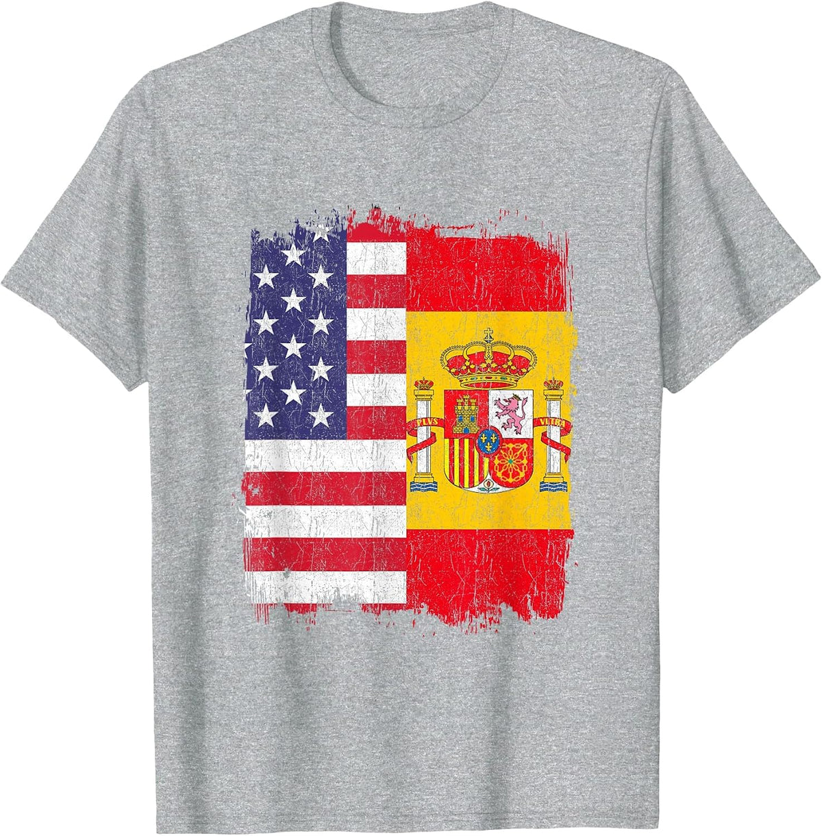 USA Spain Flag American Spanish T-Shirt - Heather Grey