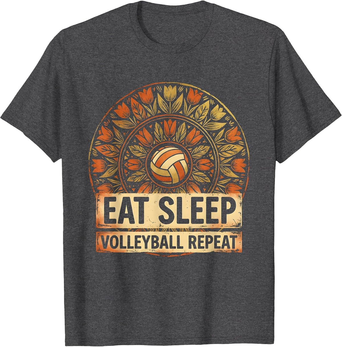 Eat Sleep Volleyball Repeat Volleyball Design T-Shirt - Dark Heather Grey