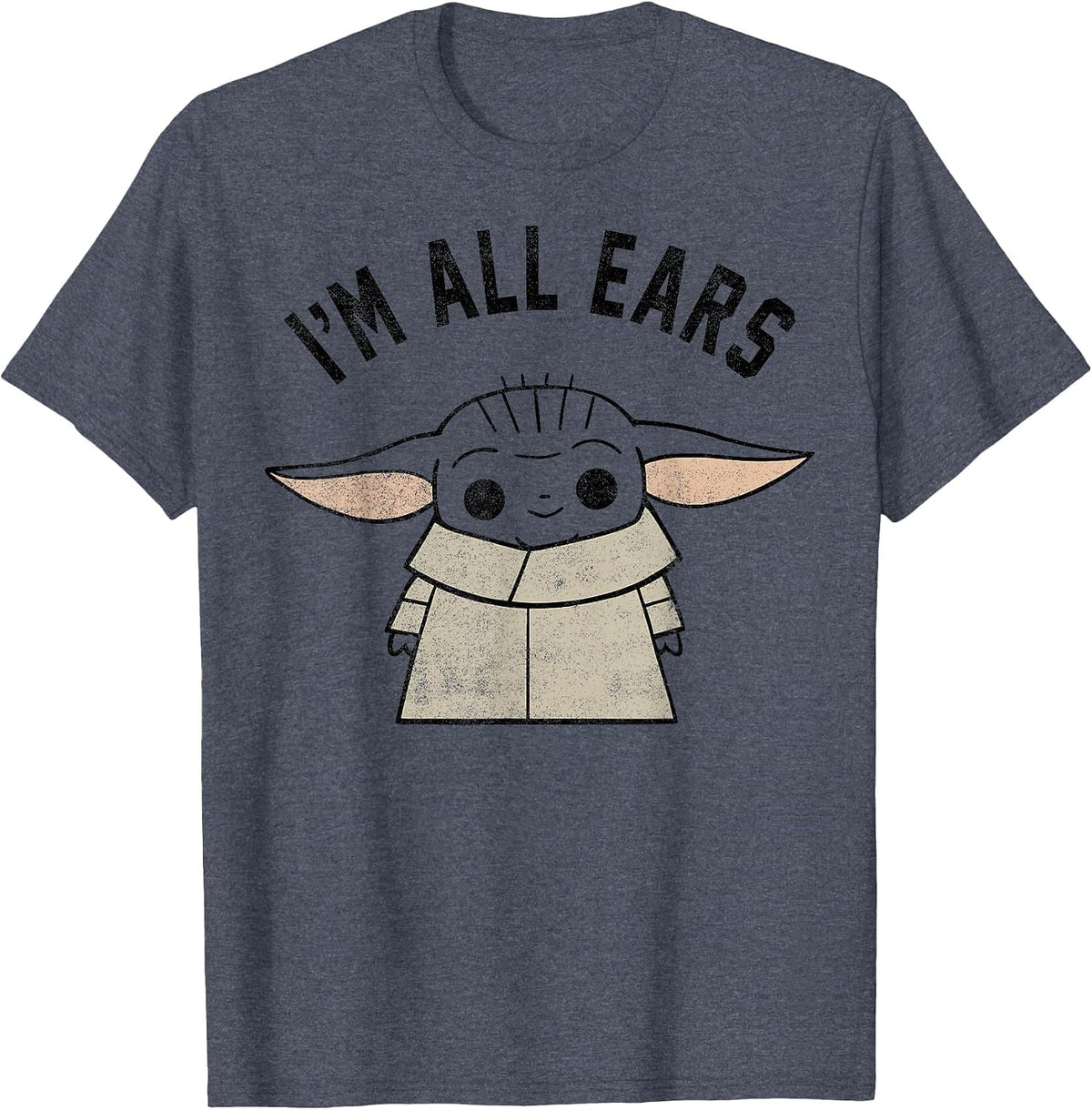 Star Wars The Mandalorian The Child I'm All Ears Outline T-Shirt - Heather Blue