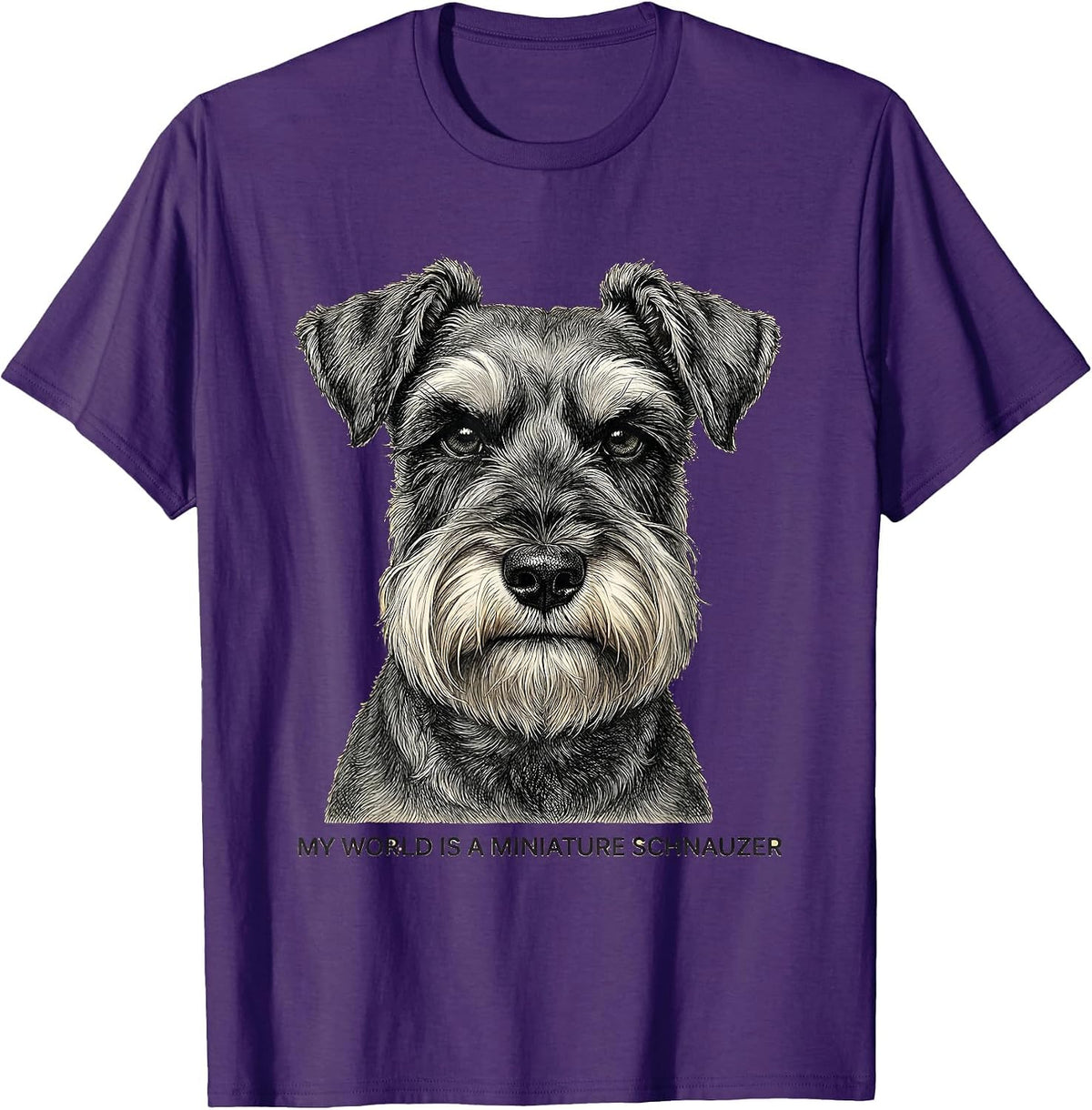 Men's My World Is A Miniature Schnauzer Funny Dog Lover Breed T-Shirt - Purple