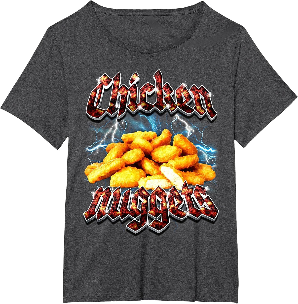 Bootleg Rap Funny Chicken Nuggets Vintage 90s Heavy Metal T-Shirt - Dark Heather Grey