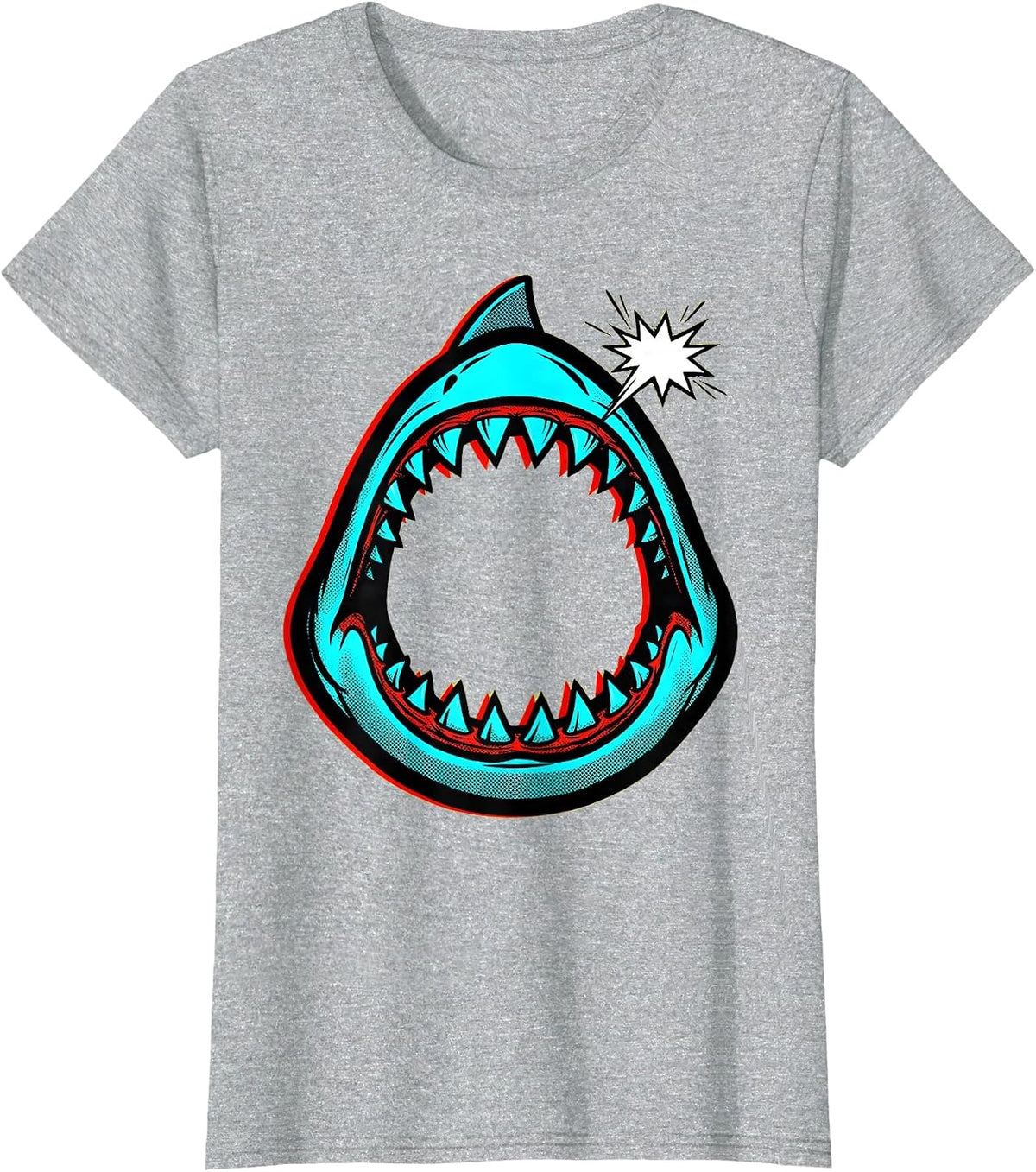 Women's Shark Jaw Pop Art Halloween Costume T-Shirt - Heather Grey