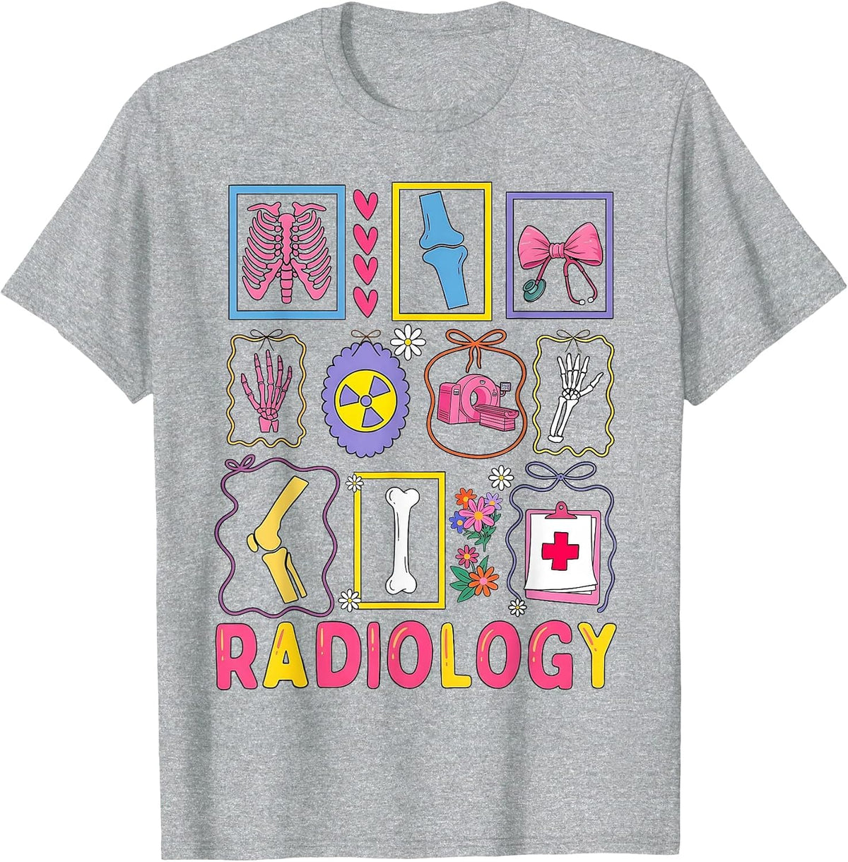 Retro Radiology Xray Tech Cute Rad Tech Healthcare Men Women T-Shirt - Heather Grey