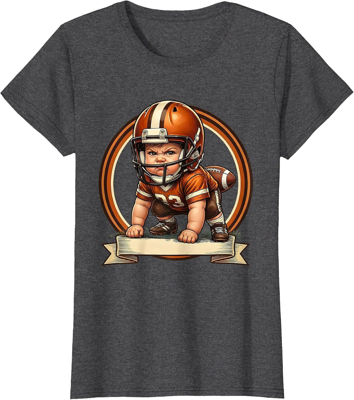 Women's Toddler Lineman Three-Point Stance Football T-Shirt - Dark Heather Grey