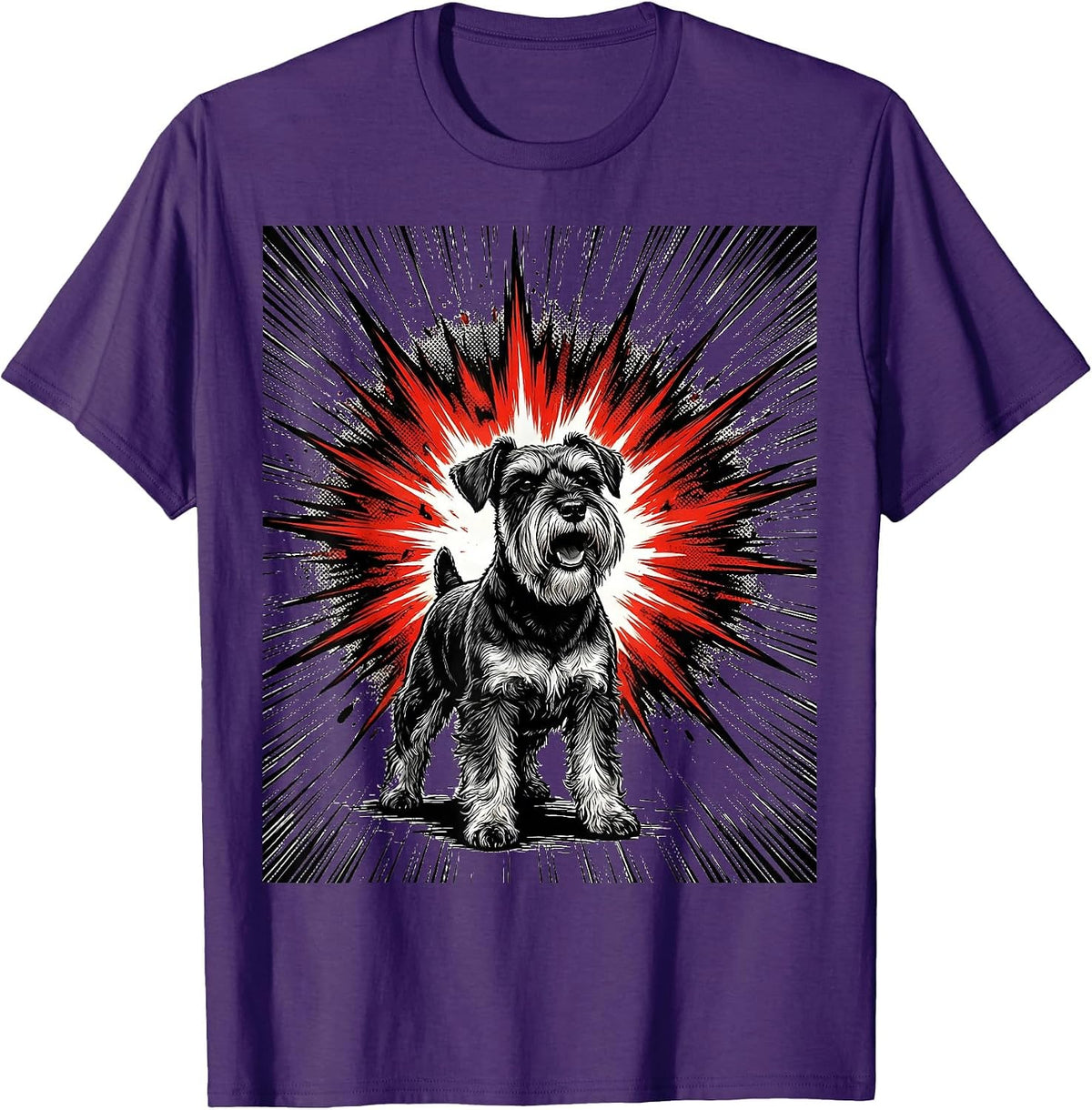 Men's Miniature Schnauzer Comic Book Dog Lover Gift T-Shirt - Purple