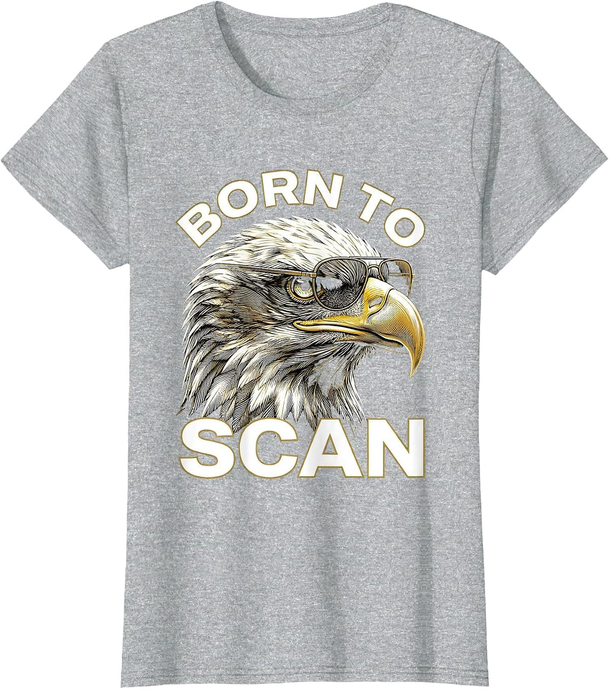 Women's Born To Scan Op Art Bald Eagle Wildlife Lover Pride T-Shirt - Heather Grey