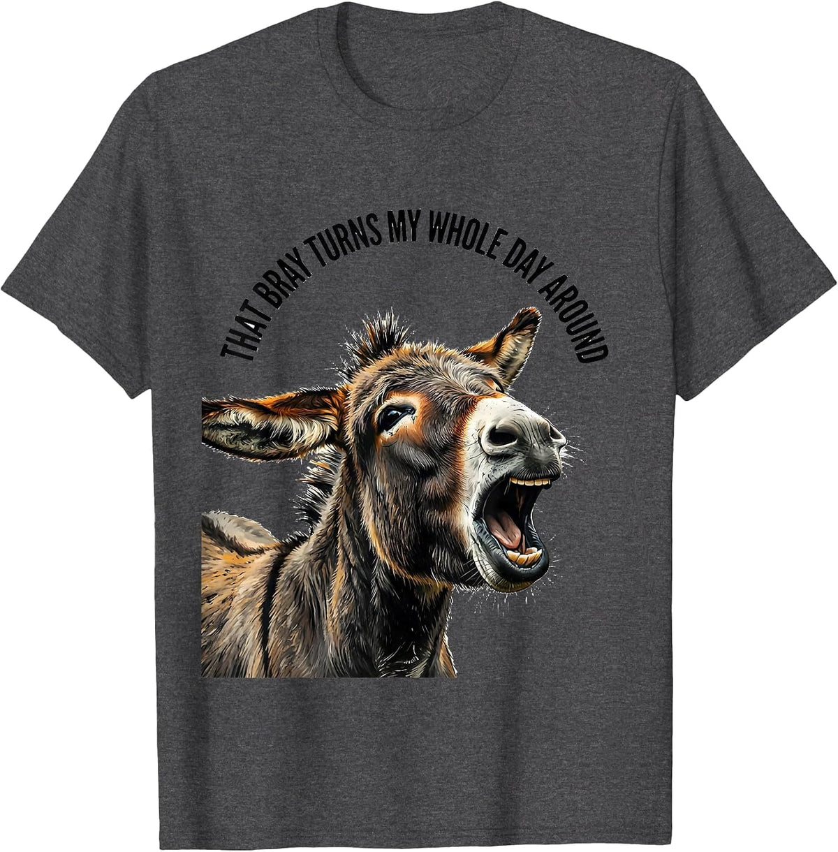 Men's That Bray Turns My Whole Day Around Funny Donkey Lover T-Shirt - Dark Heather Grey