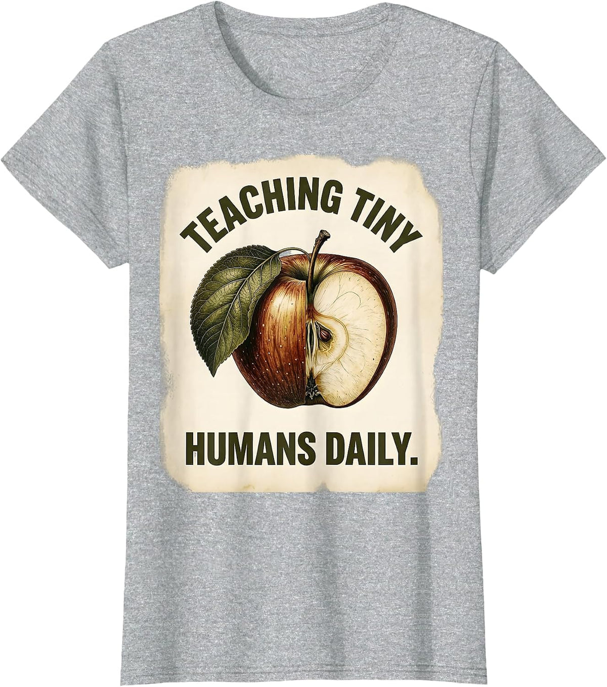 Teaching Tiny Humans Daily Elementary Teacher Design T-Shirt - Heather Grey