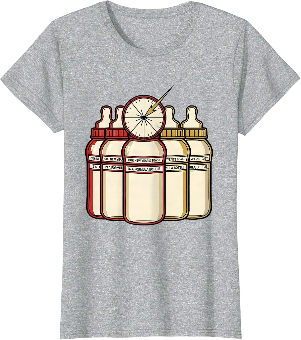 Women's Our New Year's Toast Is A Formula Bottle Nurse Crew T-Shirt - Heather Grey
