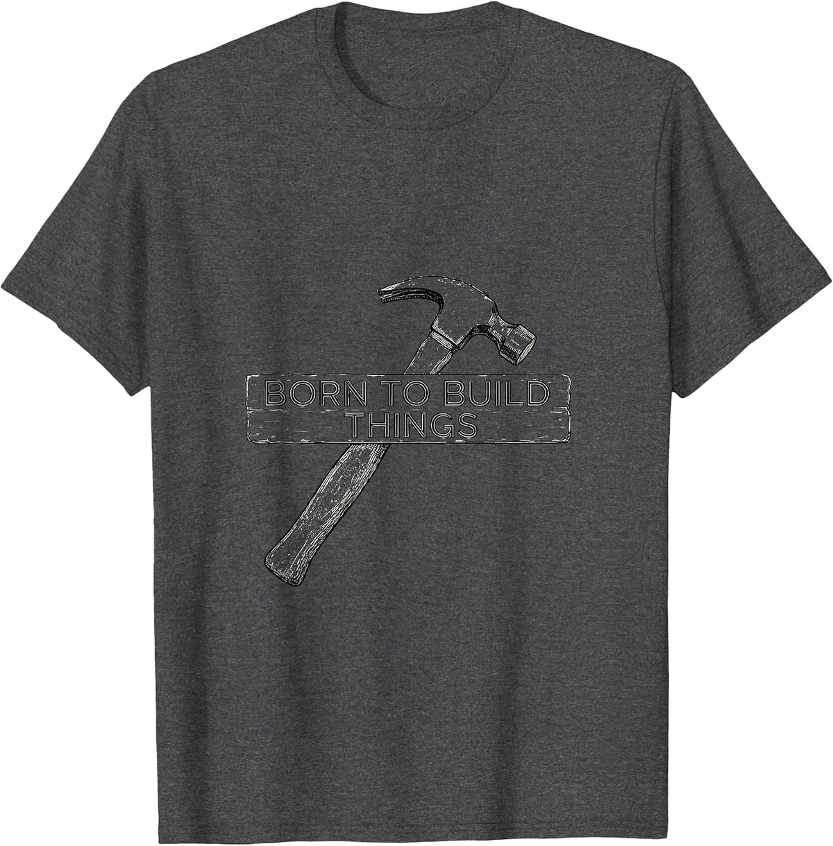 Men's Born to Build Things Blue Collar Worker Design T-Shirt - Dark Heather Grey