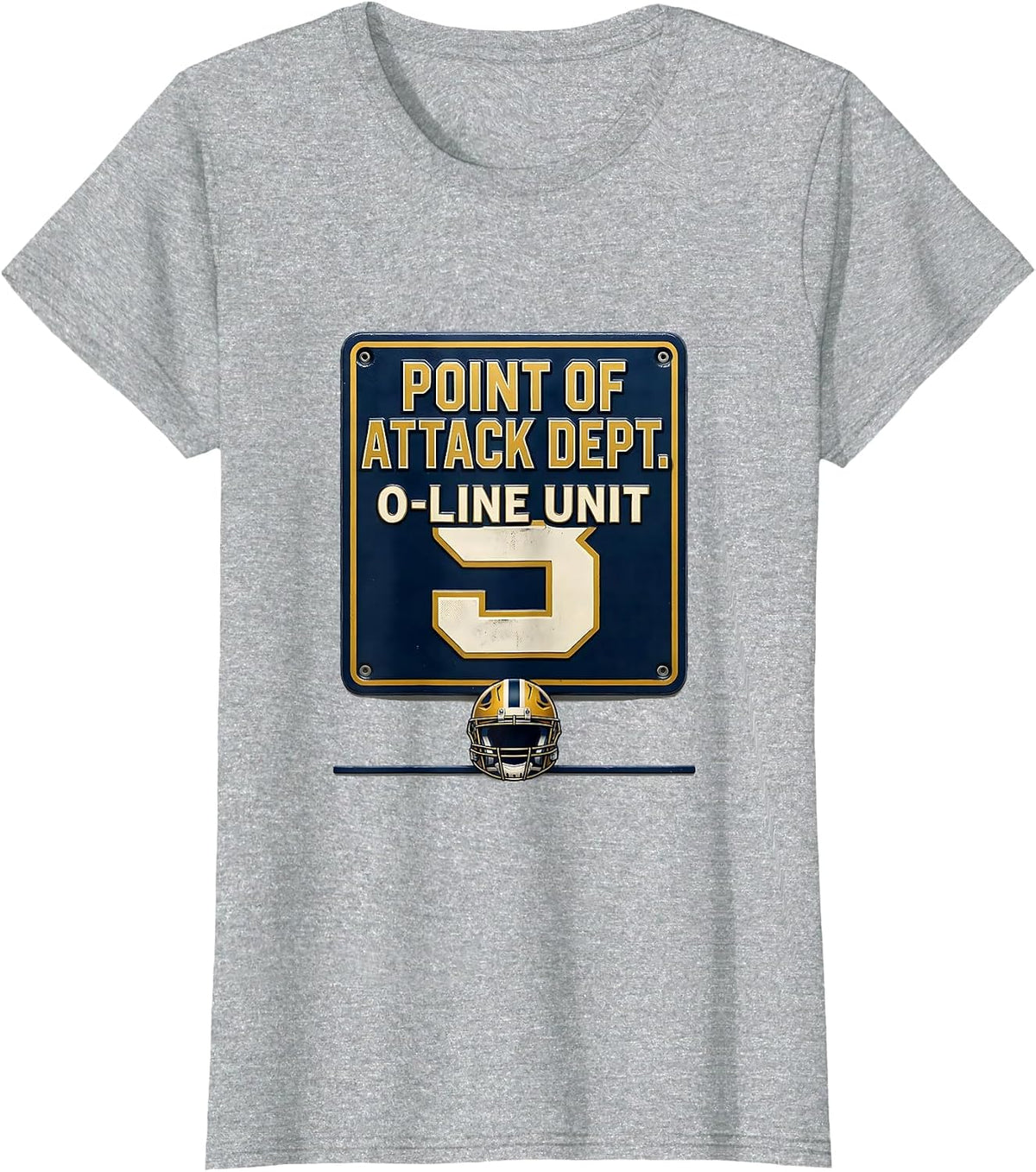 Women's Point Of Attack Dept. O-Line Unit Funny Football Lineman T-Shirt - Heather Grey
