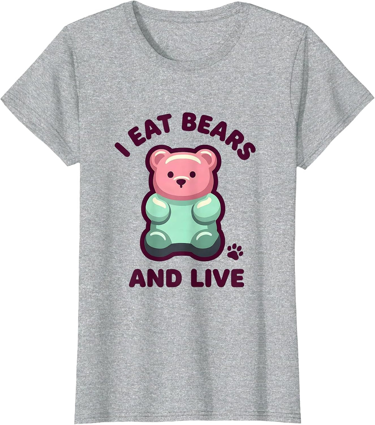 I Eat Bears And Live Funny Gummy Bear Candy Lover Kawaii T-Shirt - Heather Grey