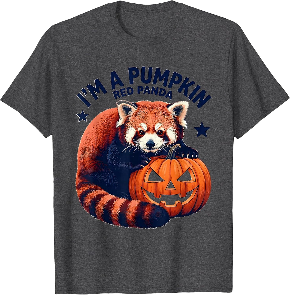 Men's I'm a Pumpkin Red Panda Cute Kawaii Animal Halloween Costume T-Shirt - Dark Heather Grey