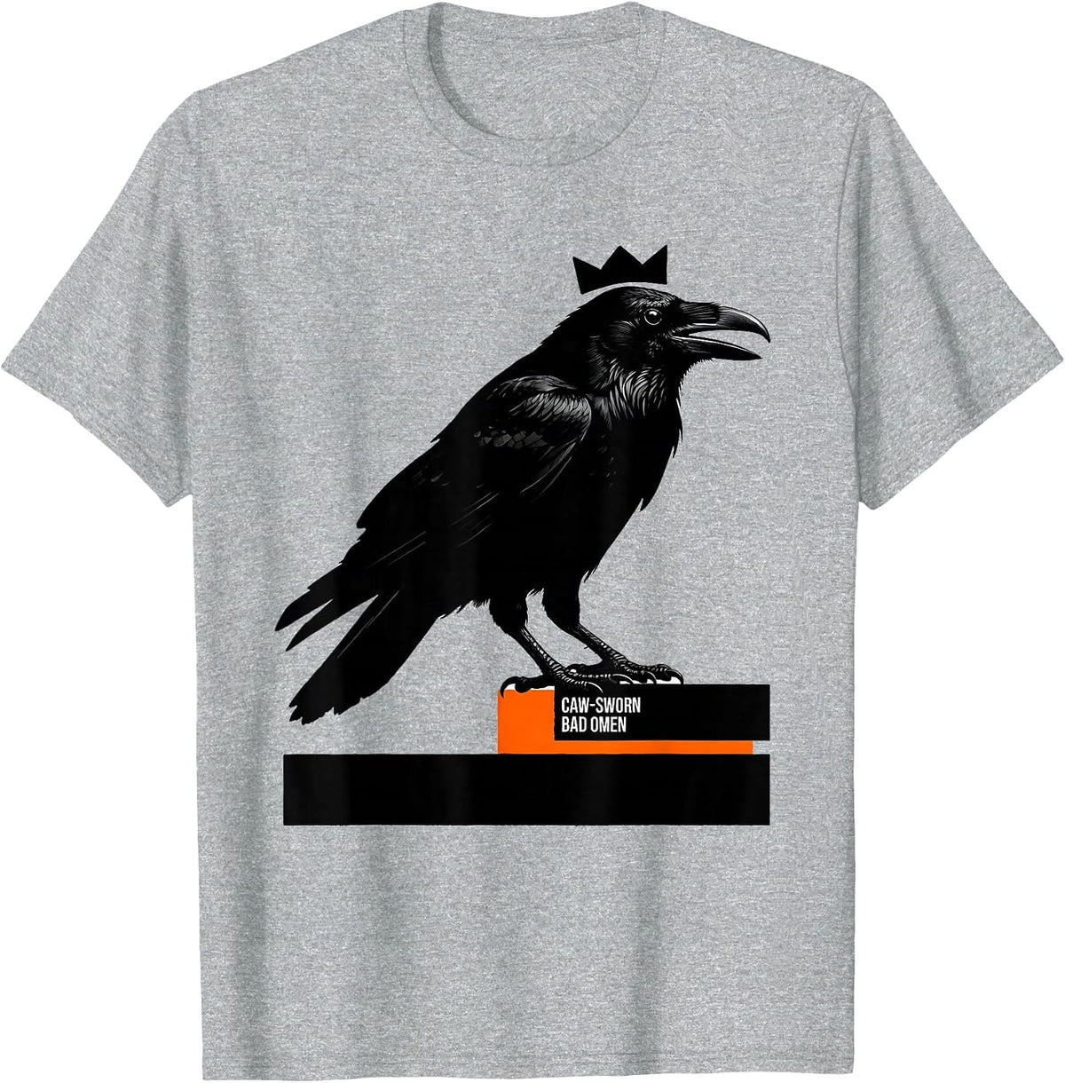 Men's Caw-Sworn Bad Omen Gothic Crow Raven Bird Pun Humor T-Shirt - Heather Grey