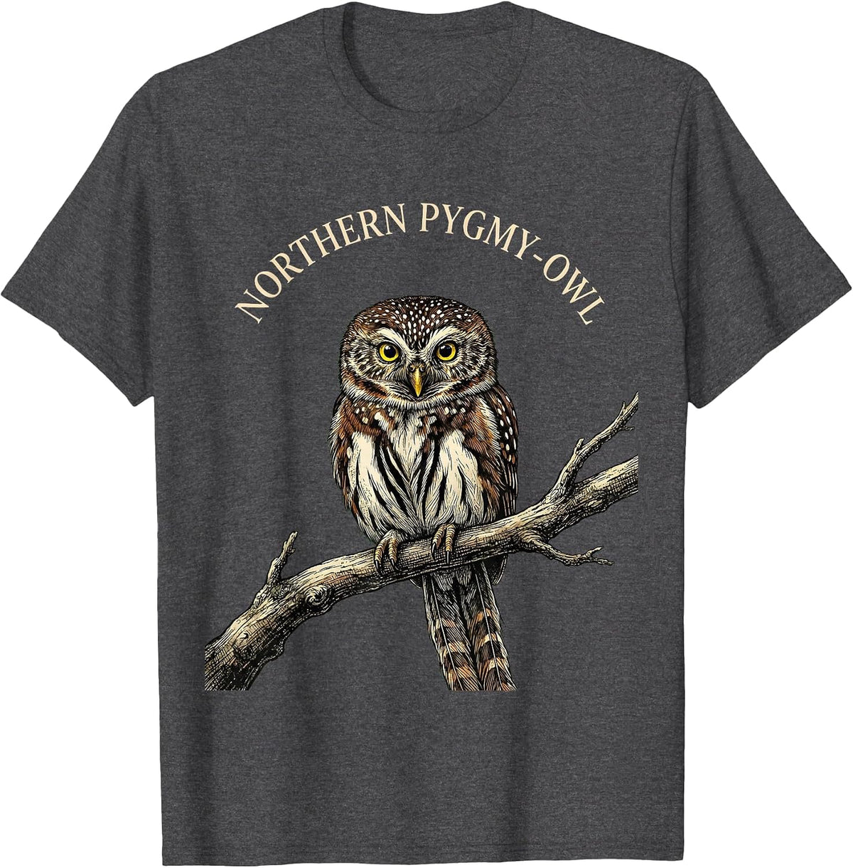 Northern Pygmy-Owl Vintage Owl Lover Bird Enthusiast Humor T-Shirt - Dark Heather Grey