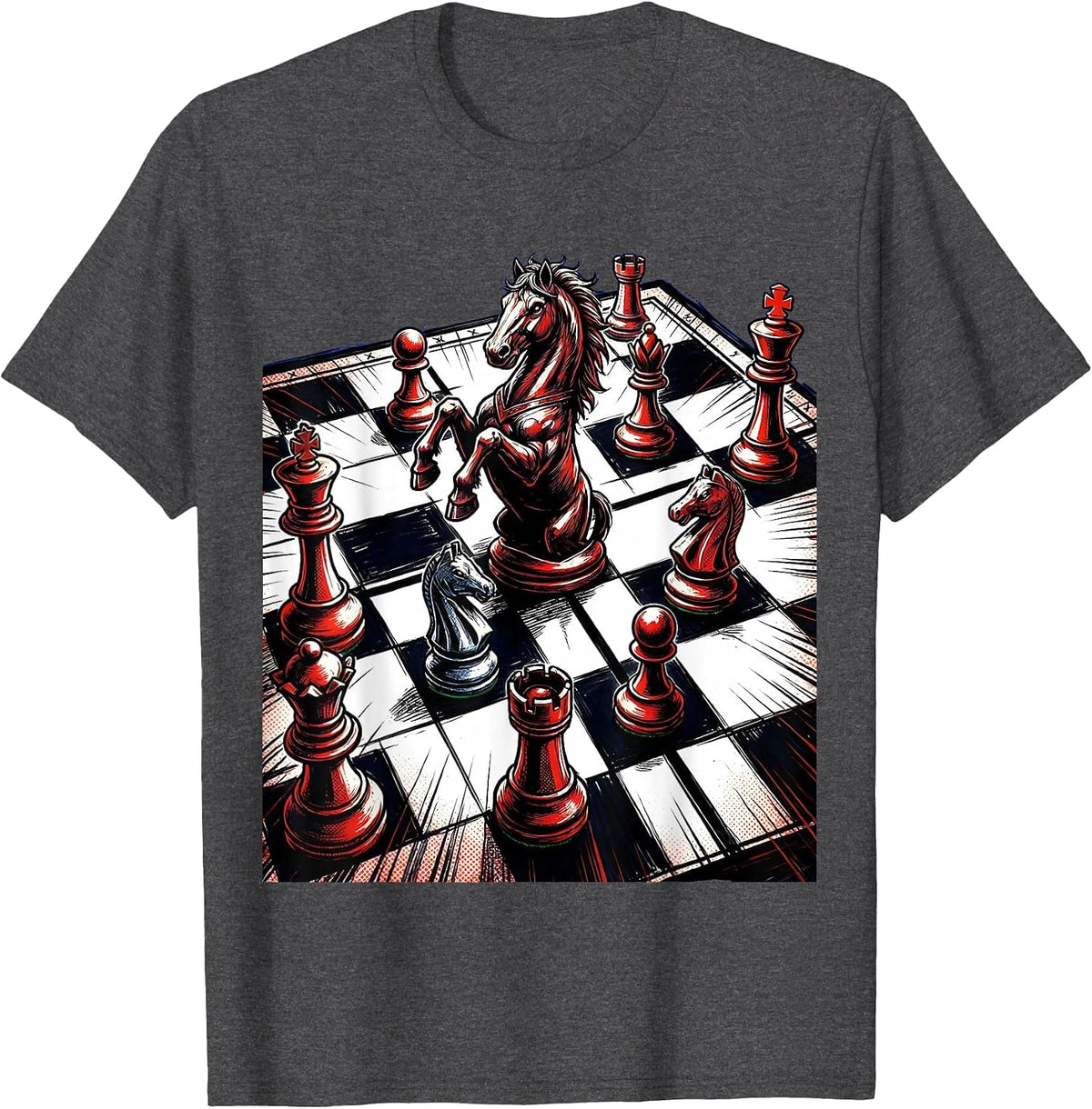 Math Teacher Chess Coordinate Grid Graphic T-Shirt - Dark Heather Grey