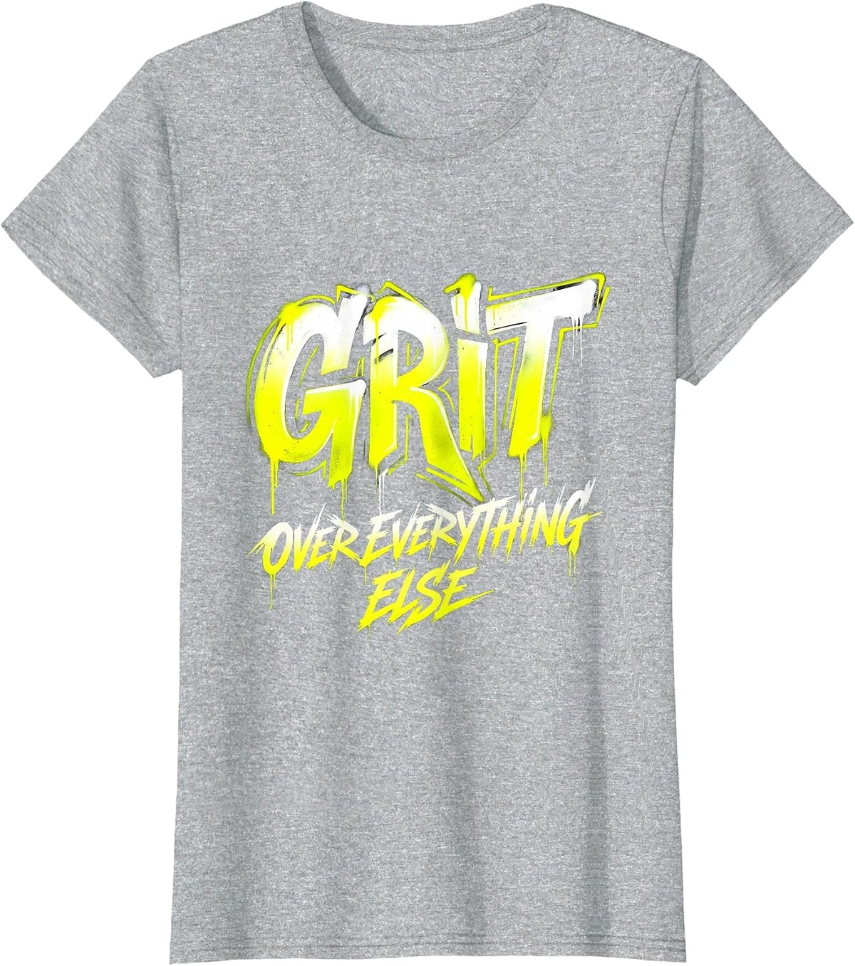 Grit Over Everything Motivational Design T-Shirt - Heather Grey
