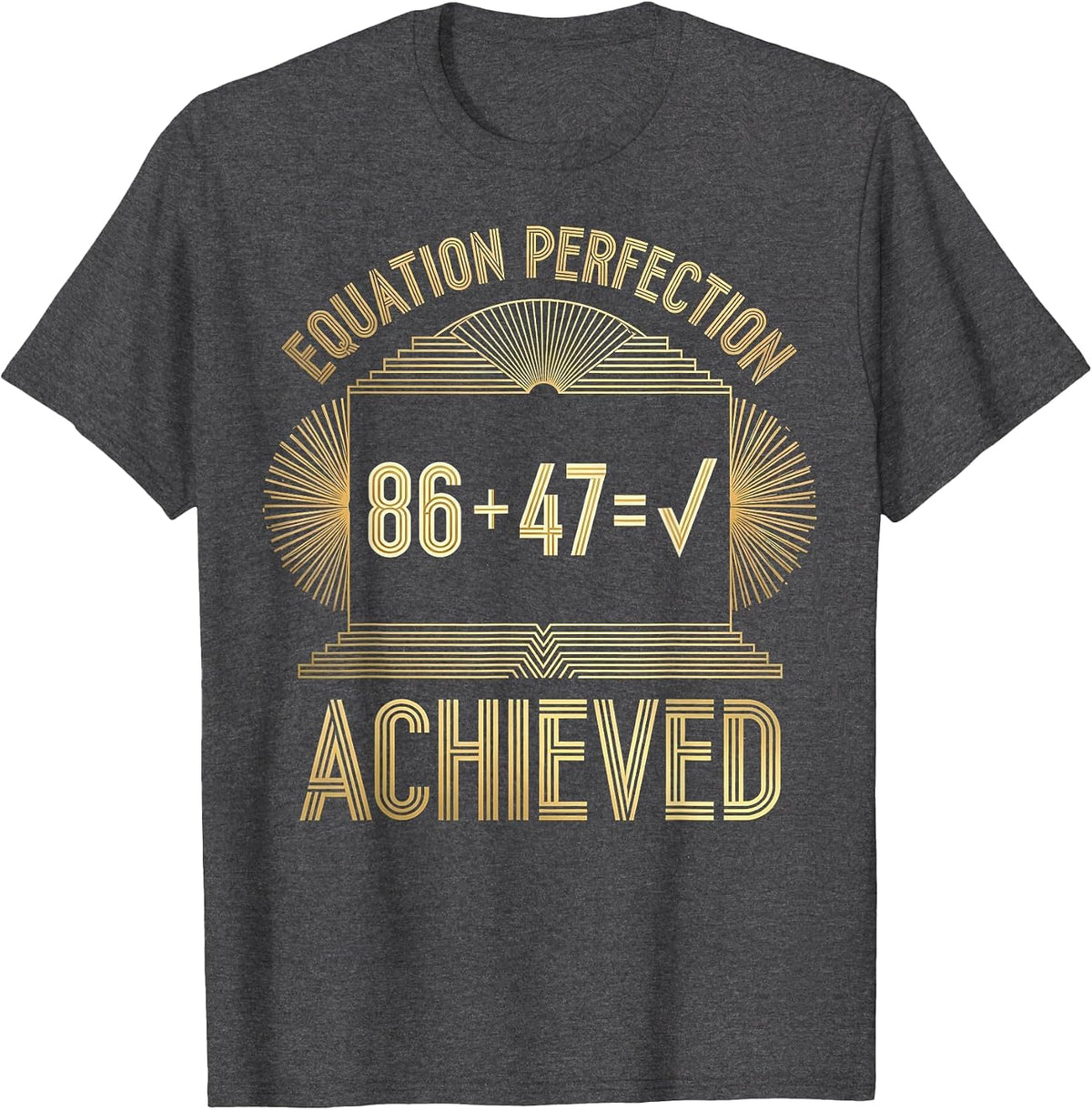 Equation Perfection Achieved Math Design T-Shirt - Dark Heather Grey