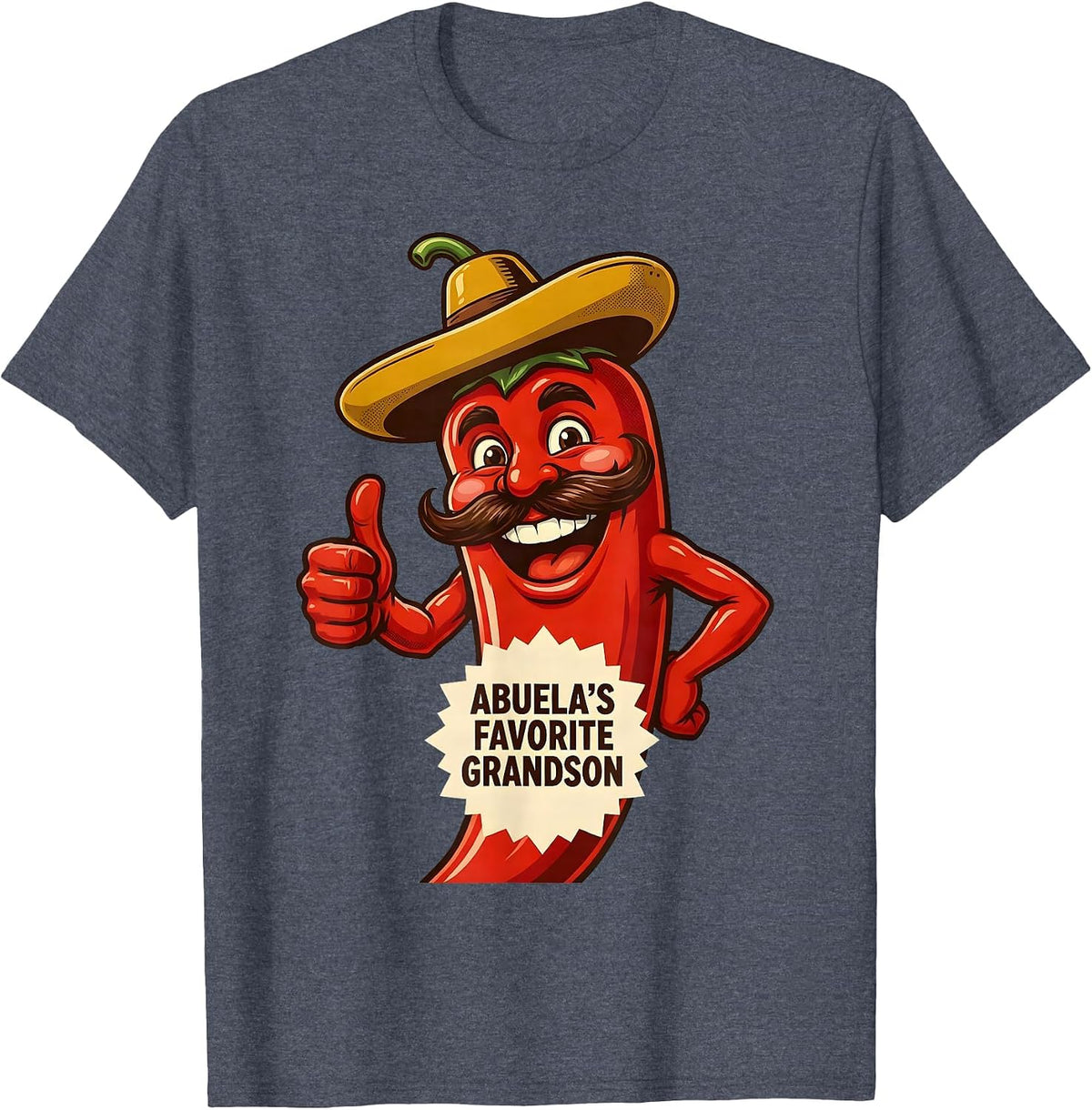 Abuela's Favorite Grandson Mexican Heritage Design T-Shirt - Heather Blue