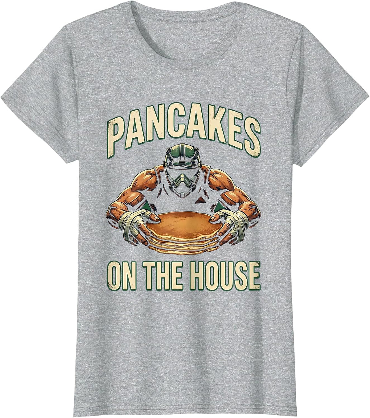 Pancakes On The House Vintage Football Lineman Game-Day T-Shirt - Heather Grey