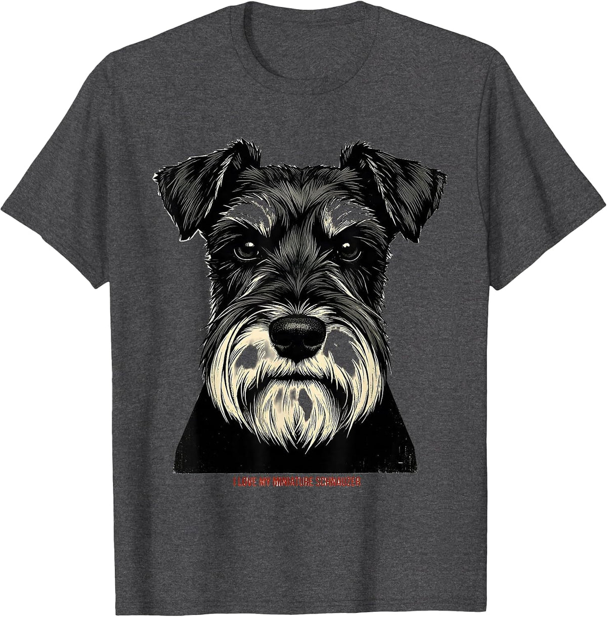 Men's I Love My Miniature Schnauzer Funny Dog Lover Pet Parent T-Shirt - Dark Heather Grey