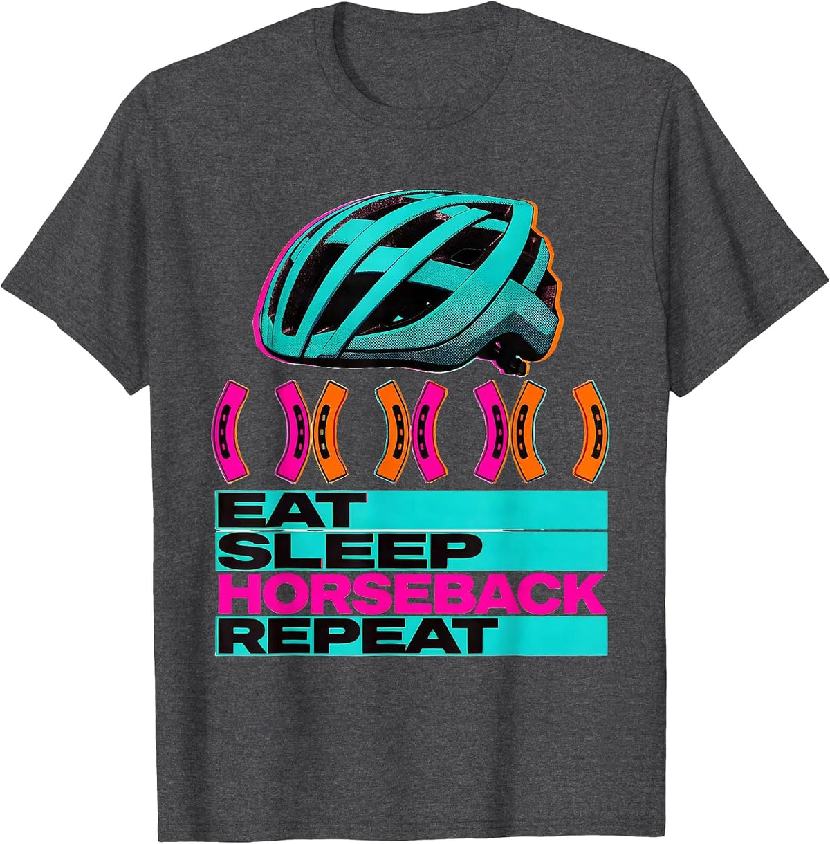 EAT SLEEP HORSEBACK REPEAT Funny Equestrian Rider Humor T-Shirt - Dark Heather Grey