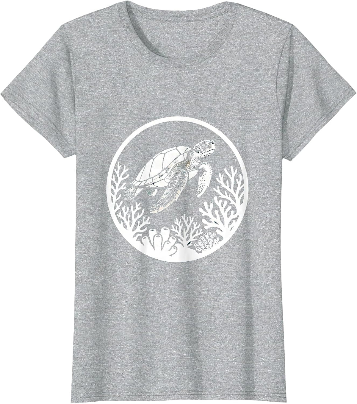 Sea Turtle Coral Reef Ocean Graphic T-Shirt - Heather Grey