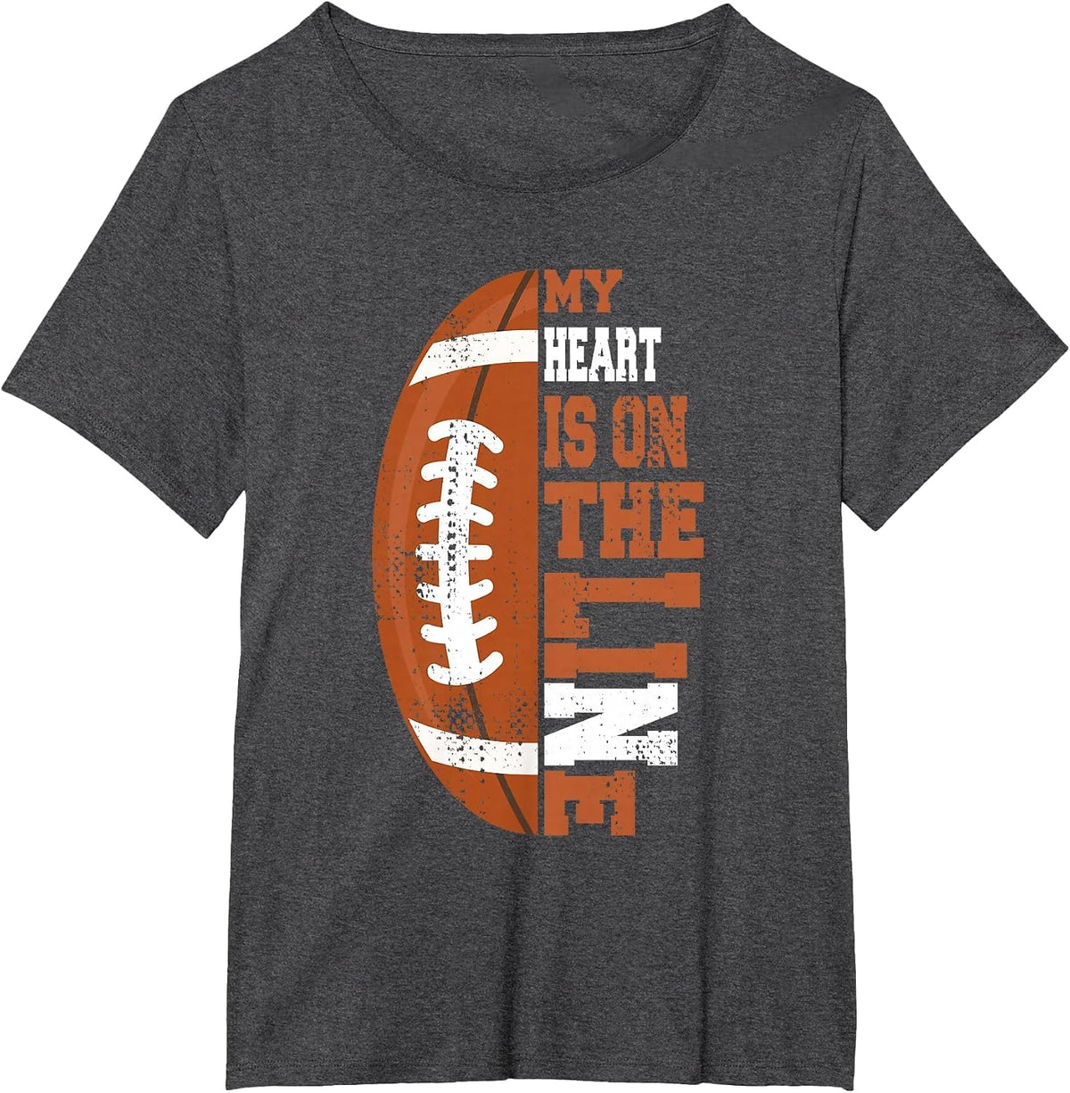 My Heart is on the Line Football T-Shirt - Dark Heather Grey